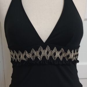 La Blanca Black Halter tankini top